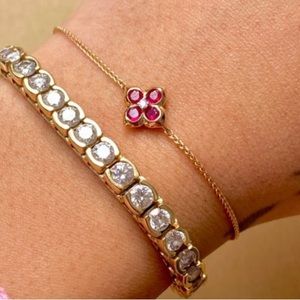 14k Natural Ruby Bracelet, Pigeon Blood Ruby Bolo Bracelet